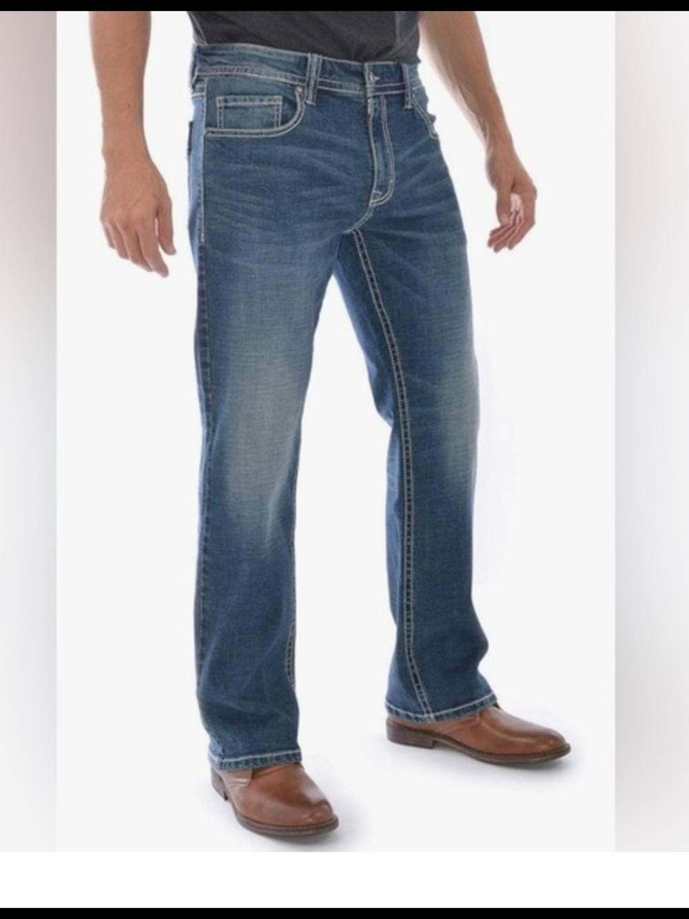 Men's Bootcut Jeans in Dark Blue Wash